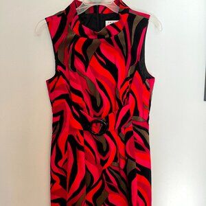 Trina Turk Los Angeles Belted Women's Dress Size 4 Red and Black Velvet